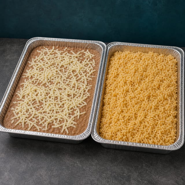 Trays of Refried Beans and Rice (2).