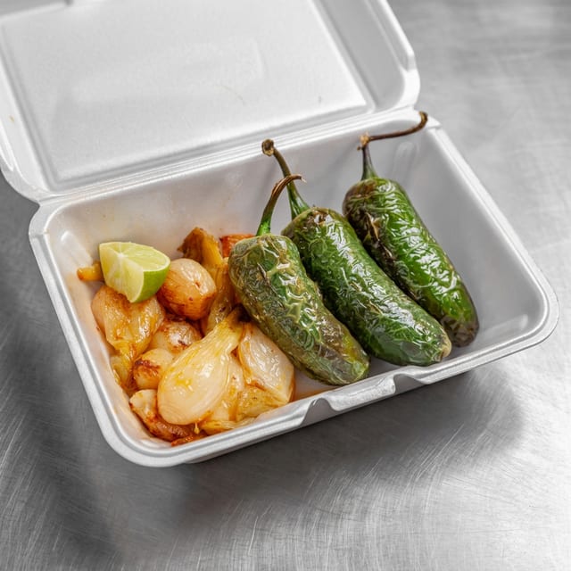 Grilled Onions & Jalapeños.