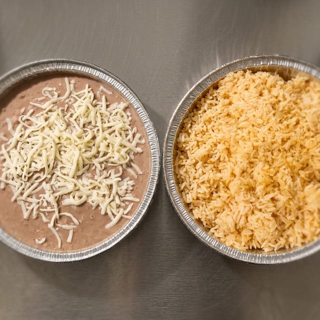 Trays of Refried Beans and Rice (2).