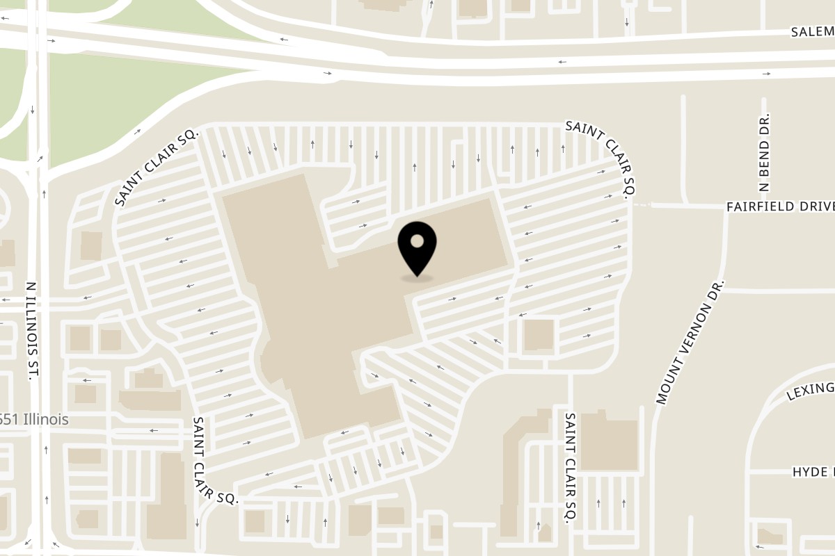 Map showing the location of Takozz St Clair Square- Dine In/ Pick Up /Delivery on 168 St Clair Square in Fairview Heights