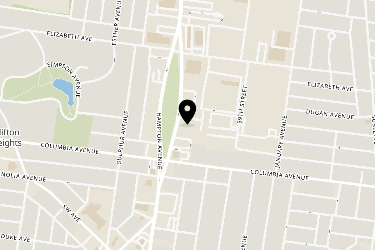 Map showing the location of Takozz The Hill - Pick Up Or Delivery on 2360 Hampton Ave #108 in St. Louis